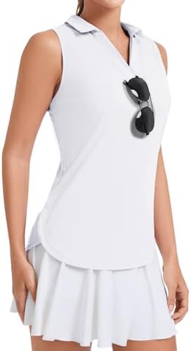 Women's sleeveless golf polo in White