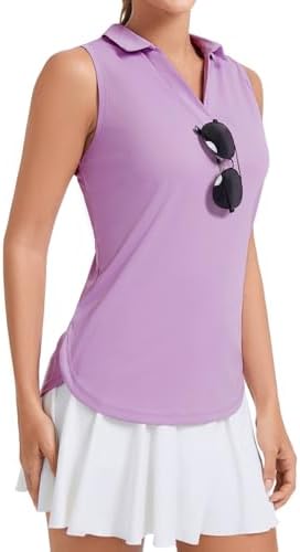 Women's sleeveless golf polo in Purple