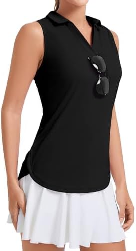 Women's sleeveless golf polo in Black
