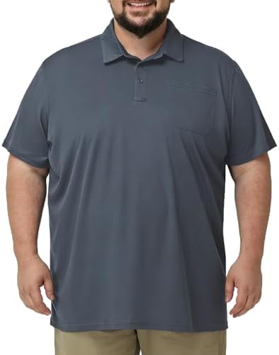 Big & tall pique polo in Dark Grey