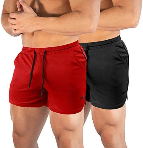 5-inch gym shorts, 2-pack in Red + Black