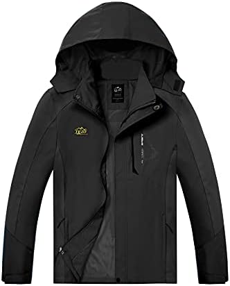 Waterproof hooded rain jacket in All Black