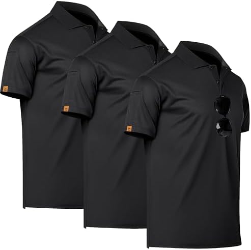 Quick-dry golf polo, 3-pack in All Black