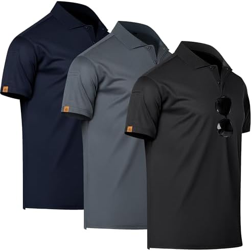 Quick-dry golf polo, 3-pack in Black / Dark Grey / Navy Blue