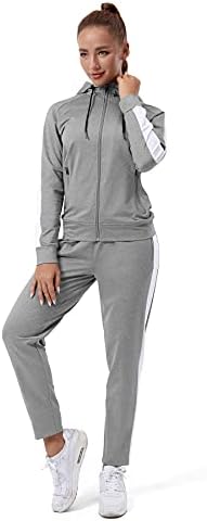 Women's zip-up tracksuit in Grey + White