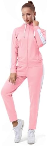 Women's zip-up tracksuit in Pink + White