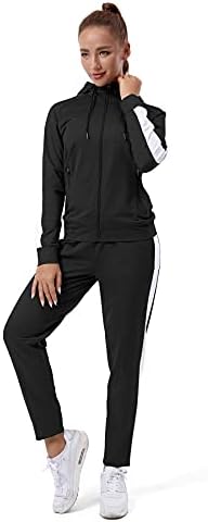 Women's zip-up tracksuit in Black + White